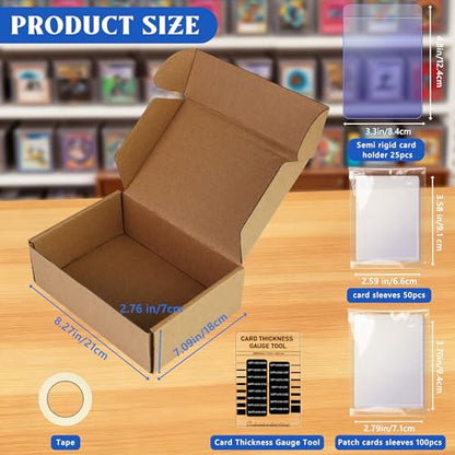 DEDC Card Grading Submission Kit Shipping Mailing Kit for CGC with Paper Tape, Gloves, Gauge Tool 25 Semi Rigid Card Holders 50 Card Sleeves 100 Thick Card Sleeves 1 Wiping Cloth (1-Set- CGC) - size: 1-set- CGC