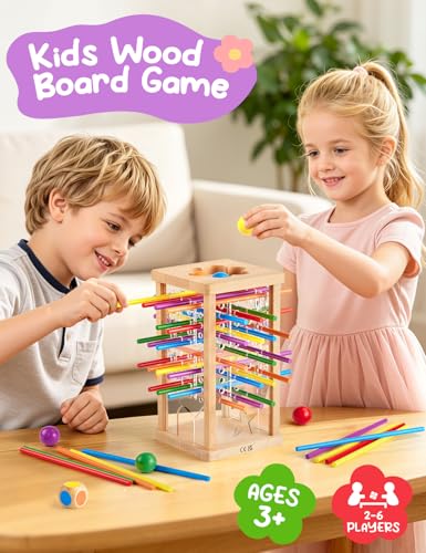 Montessori Wooden Board Game, Educational Math Toy for Kids Ages 4-6 | Fine Motor Skills Toy for 3+ Year Old Girls and Boys, Classic Table Game for Family Night Gift for Boys and Girls