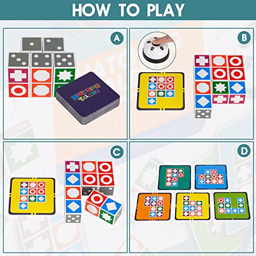 Funtactics Wooden Block Matching Puzzle Game with Victory Bell Pattern Recognition Board Game for Kids Ages 3+ & Adults | 5 Players 5 Difficulty Levels | Family Game Night | Birthday