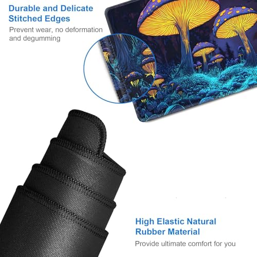for MTG Game Playmat - 24 x 14 inches with Dices and Storage Bags, Non-Slip Base for TCG and Board Game Card Mats, Trading Card Games Mat, Psychedelic Mushrooms Pattern Collectible Card Playmats - color: Jv-playmat-p7-1-d111