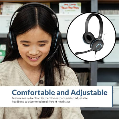 Cyber Acoustics AC-5002 Stereo Wired Headset with Microphone for PC – 3.5mm Computer Headset with Noise Cancelling Mic, Durable Headphones with Mic for Classroom, School, and Home Use - size: 1-Unit