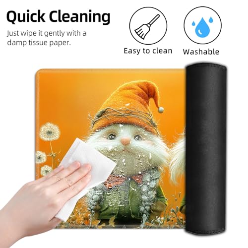 for MTG Playmat TCG Card Game Mat with Stitched Edges,Board Game Mats Non-Slip Waterproof Rubber Base 24 x 14 inch for CCG RPG DTCG Trading Card,Gnome Garden Dandelion - color: Gnome Garden Dandelion