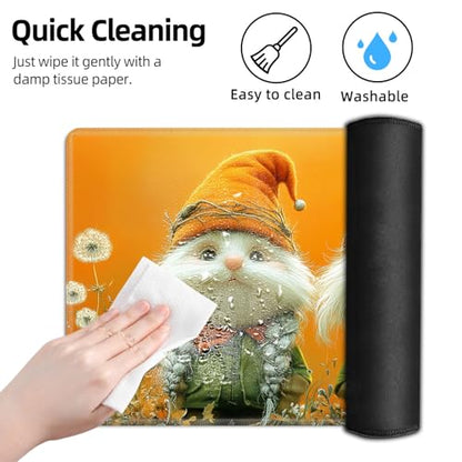 for MTG Playmat TCG Card Game Mat with Stitched Edges,Board Game Mats Non-Slip Waterproof Rubber Base 24 x 14 inch for CCG RPG DTCG Trading Card,Gnome Garden Dandelion - color: Gnome Garden Dandelion