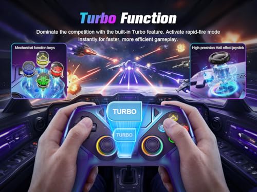 Xexvyrin LED Wireless Controller for PS5, Compatible with PS5 Pro/Slim/PC, Dual Vibration, Macro/Turbo Function, 3.5mm Audio Jack,1000mAh Battery, 6-Axis Motion Control Gamepad with Speaker（Black） (Dazzling Blue) - color: Dazzling Blue