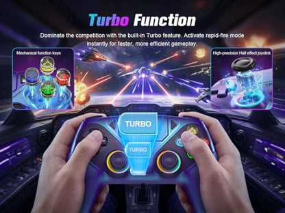 Xexvyrin LED Wireless Controller for PS5, Compatible with PS5 Pro/Slim/PC, Dual Vibration, Macro/Turbo Function, 3.5mm Audio Jack,1000mAh Battery, 6-Axis Motion Control Gamepad with Speaker（Black） (Dazzling Blue) - color: Dazzling Blue