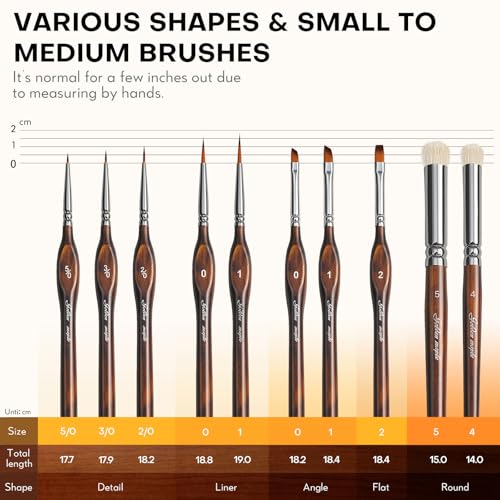 Detail Paint Brushes Dry Brushes, Golden Maple 10PC Flat Miniature Dry Paint Brushes Fine Detail Paint Brush Set for Acrylic, Oil, Watercolor & Figurine - style: 10GT