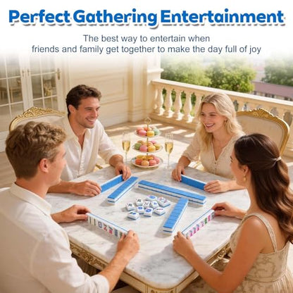 1.2-inch Premium American Mahjong Tile Set. Made of Durable and Sturdy Melamine. Perfect for Multiplayer Games, on-the-go Gaming, and Playing with Family and Friends. (Blue) - color: Blue