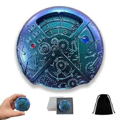UD Roulette Dice Mechanical Dice Spinner DND Steampunk Metal Dragons D and D Dice Set with TRPG DND Dice 7-in-1 Spinner Metal D&D Dice Set Role Playing Games - color: 08 Roulette Chameleon