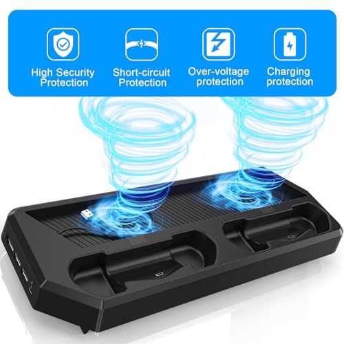 KEKUCULL Controller Charger Station for PS4Pro,Vertical Stand with Dual Controller Charging Dock Station,Dual Cooling Fan and 3 USB Ports(Only for PS4Pro)