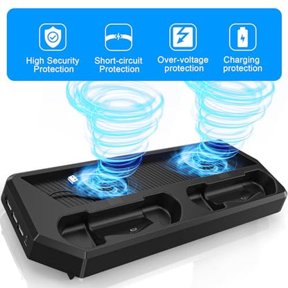 KEKUCULL Controller Charger Station for PS4Pro,Vertical Stand with Dual Controller Charging Dock Station,Dual Cooling Fan and 3 USB Ports(Only for PS4Pro)