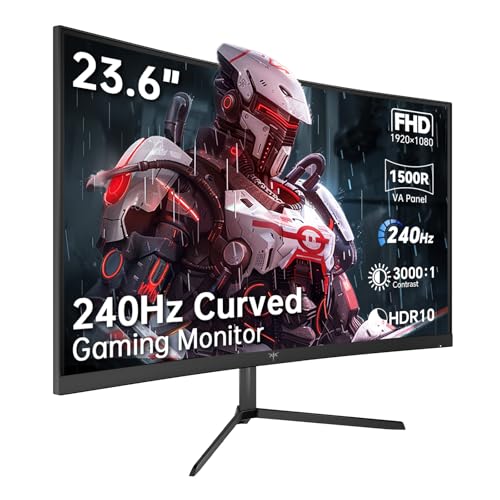 KTC 24 Inch 240Hz Curved Gaming Monitor, FHD 1500R Computer Monitor H24S17P | Adaptive Sync, 3000:1 Contrast, 1ms 1080p, HDR, HDMI 2.0 & DP 1.4, Low Blue Light, Tilt, VESA - color: Black, size: 24" Curved 240Hz