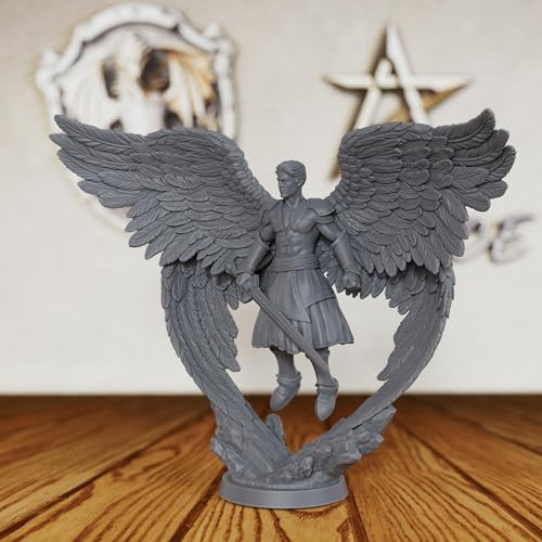 AUSPDICE 32mm Winged Celestial Guardian Unpainted DND Miniature AS503 | Solar Warrior Resin Fantasy Figure with Sword and Four Wings for Dungeons and Dragons, TTRPG Games and Dungeon Masters