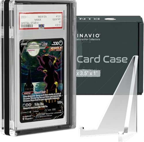 Dinavio Crafthouse PSA Graded Card Display Acrylic Case for Standard PSA and CGC Slabs - Slab Case - PSA Card Case - Graded Card Display Case - Updated Dimensions - Stand Included (Black Border) - color: Black Border