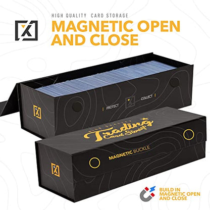 HOMEXPRO Trading Card Storage Box [3 PACK] - Magnetic Lid | Fits 800 Cards, 200 Toploaders, or 50 One Touch - Baseball Card Storage Box - Labels included - style: 3 Pack
