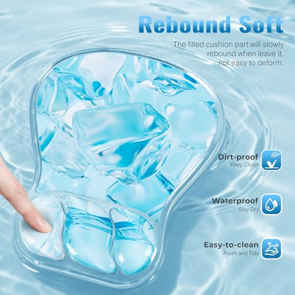 Ospelelf Mouse Pad with Wrist Rest Set Gel Ergonomic Keyboard Wrist Support Anti-Slip Rubber Bottom Office Women Desk Accessories for Computer, Laptop and Gaming, Ice Blue - color: Ice Blue, style: Keyboard Rest + Mouse Rest + Coaster