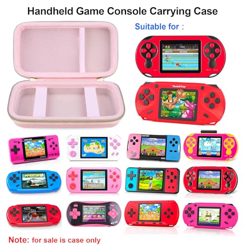 Elonbo Carrying Case for TEBIYOU/ WELLST·G/ TaddToy/ Beijue/ FAMILY POCKET/ CCTU/ X-JOYKIDS/ GREENCREEK/ Beico/ KAVOYI/ GuaiyeyeAP Handheld Game Console, Portable Electronic Gaming Player Bag, Pink - color: Pink