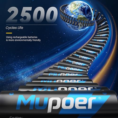 Mupoer 16 Pack Rechargeable AA Batteries Lithium with Charger,3000mWh 1.5V AA Lithium Blink Batteries,Double A Battery Rechargeable,Long Lasting Pilas Recargables Lithium ion AA Battery for Xbox - size: 3000mWh16AA