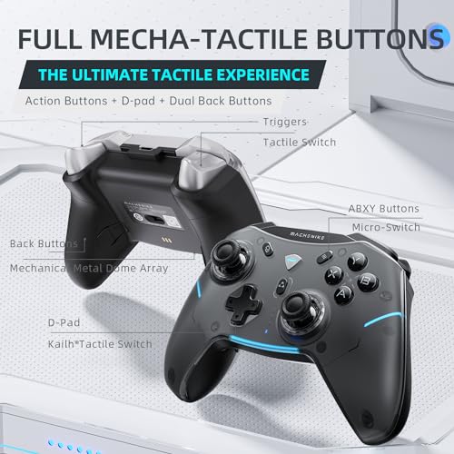 Machenike G5Pro Wireless Gaming Controller for Windows PC,Switch,IOS,Android,PC Controller Hall Effect Joystick/Triggers/Gyroscope,RGB Lights, Dark Gray - color: Dark Gray