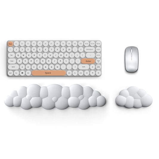 Cloud Keyboard Wrist Rest Pad Set,Enlarge PU Leather Memory Foam Wrist Cushion Support,Easy Typing Pain Relief,Mouse Wrist Rest Pad,Non-Slip Wrist Support for Home, Office,White - color: White