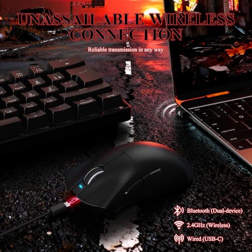 MAMBASNAKE Attack Shark V3 PRO 62g Superlight Wireless Gaming Mouse,RGB Magnetic Charging Dock,BK52820 Tri-Mode BT/2.4G Wireless/Wired Mouse,25000DPI,500mAh,5 Programmable Buttons for Pc/Mac,Black - color: Black
