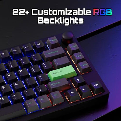 LEMOKEY P1 HE 75% Wireless Custom Mechanical Gaming Keyboard with Gateron Double-Rail Magnetic Switches Full Assembled Knob Version - Black - color: Black
