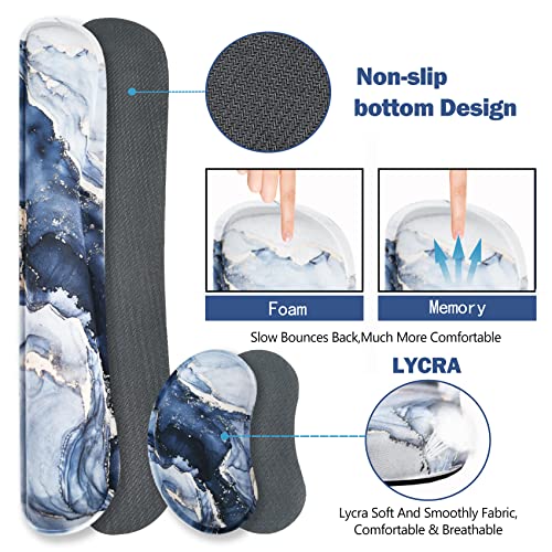 ARTSO Large Gaming Mouse Pad, Keyboard Wrist Rest Pad & Wrist Support Mousepad Set, Stitched Edge, Extended, Non-Slip Base, Memory Foam,Multifunctional Desk Mat 4pcs for Office & Home, Gilt Marble - color: Gilt Marble