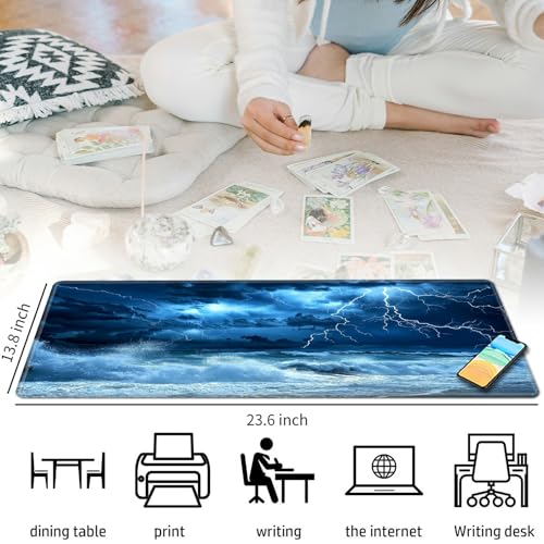 Blue Sky with Lightning for MTG & TCG Playmat Mouse Pad,BFDHGQZC 24" x 14" Game Mat for MTG/RPG/CCG Trading Card Game Playmats Table Mat Perfect for Card Games Video Games Computer Office - color: Blue Sky With Lightning