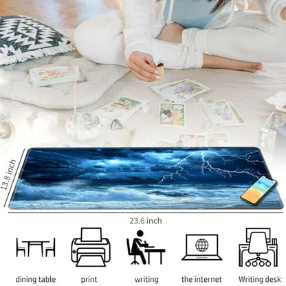 Blue Sky with Lightning for MTG & TCG Playmat Mouse Pad,BFDHGQZC 24" x 14" Game Mat for MTG/RPG/CCG Trading Card Game Playmats Table Mat Perfect for Card Games Video Games Computer Office - color: Blue Sky With Lightning