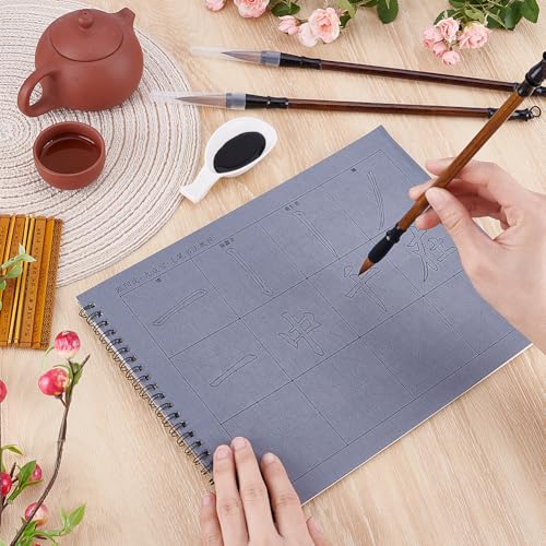 AHANDMAKER Chinese Water Writing Calligraphy Set Reusable Practice Book | Reusable Water Paper, No Ink Required, Chinese Characters Practice Book, For Home School