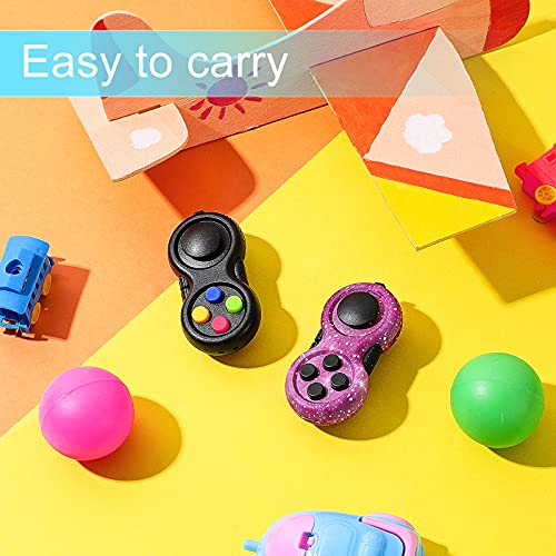 Skylety 2 Pcs Fidget Toys for Adults Controller Fidget Pad Stress Relief Cube Clicker Game Controller Sensory Educational Toy for ADHD Autism Relief Stress Anxiety(Starry Purple and Black Style) - style: Starry Purple and Black Style