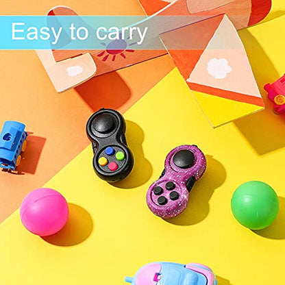 Skylety 2 Pcs Fidget Toys for Adults Controller Fidget Pad Stress Relief Cube Clicker Game Controller Sensory Educational Toy for ADHD Autism Relief Stress Anxiety(Starry Purple and Black Style) - style: Starry Purple and Black Style