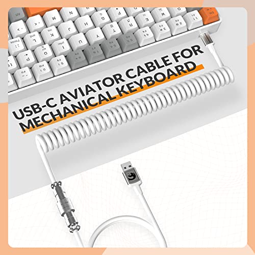 ZIYOU LANG 65% Wired RGB TKL Portable Mechanical Gaming Keyboard Light Gray Red Switch with Coiled Cable and White Cloud Wrist Rest for PC Mac Gamer