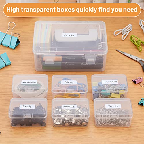 Mathtoxyz Small Bead Organizers and Storage, Clear Rectangle Bead Holder Plastic Cases Transparent Boxes for Nail DIY Craft Making Jewelry Battery Screw
