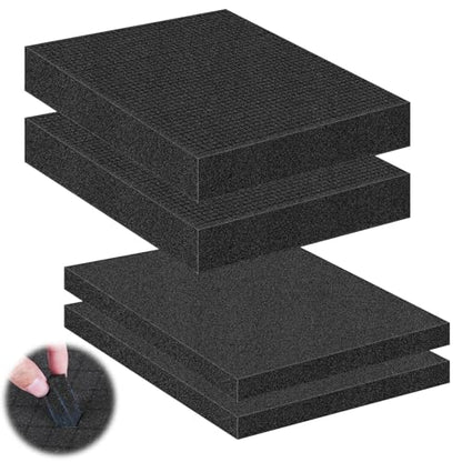 4 Pcs Pick and Pluck Foam Sheets 2 Size Polyurethane Pick Apart Foam Inserts Pads with Bottom Use for Camera, Interlocking Case, Tool Box, Storage Drawer (2P 12" x 12" x 0.4", 2P 12" x 12" x 2") - size: 2 Sizes - 4 Pcs -12 Inches Length