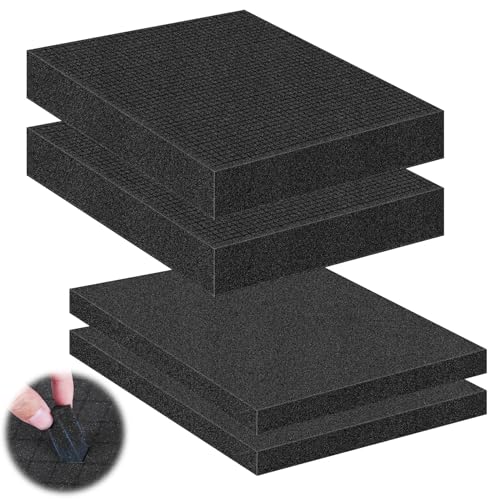 4 Pcs Pick and Pluck Foam Sheets 2 Size Polyurethane Pick Apart Foam Inserts Pads with Bottom Use for Camera, Interlocking Case, Tool Box, Storage Drawer (2P 12" x 12" x 0.4", 2P 12" x 12" x 2") - size: 2 Sizes - 4 Pcs -12 Inches Length