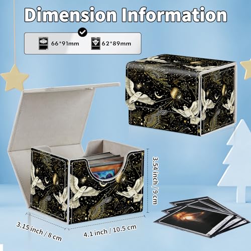 for MTG Commander Deck Box,Card Deck Box for Trading Yugioh MTG,Fits 100 Double Sleeved Cards,PU Leather Strong Magnet Case for Magic Commander TCG CCG,Black White Bird - color: Black White Bird