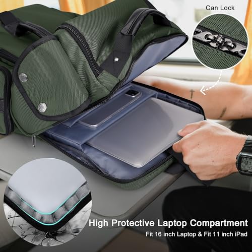 WITZMAN Travel Backpack for Men Carry-on Laptop Backpack | Nylon Luggage Bag Fits 16 Inch for Airline Approved,Multi Pocket, For Traveling,Casual,Commuting, B744 Army Green - color: Upgrade Army Green
