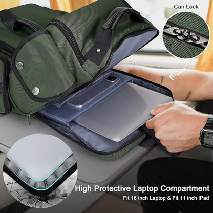 WITZMAN Travel Backpack for Men Carry-on Laptop Backpack | Nylon Luggage Bag Fits 16 Inch for Airline Approved,Multi Pocket, For Traveling,Casual,Commuting, B744 Army Green - color: Upgrade Army Green