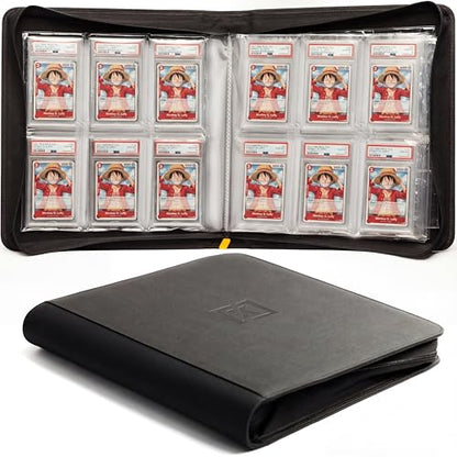 X PRO Graded Card Binder - Holds 60 Graded Slabs, Suitable for PSA and CGC Slabs | 6 Pocket Slab Binder Design | Ringless PSA Slab Binder | PSA Slab Case | Graded Card Holder for Long Term Storage - color: Carbon Black