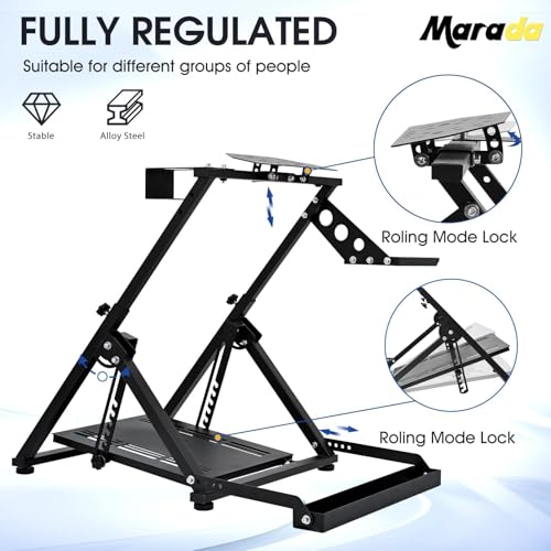 Marada X Frame Steering Wheel Stand Racing Sim Cockpit with Seat Slot | Easy Foldable Fit for Logitech G25 G27 G29 G920, for Thrustmaster T300 T248, for Fanatec, No Pedal & Shifter