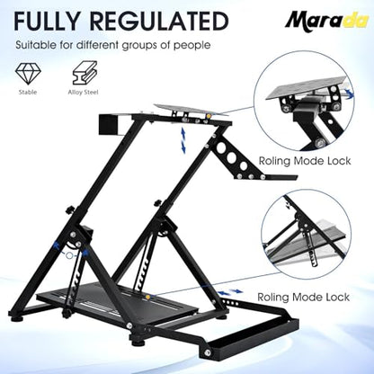 Marada X Frame Steering Wheel Stand Racing Sim Cockpit with Seat Slot | Easy Foldable Fit for Logitech G25 G27 G29 G920, for Thrustmaster T300 T248, for Fanatec, No Pedal & Shifter