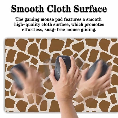 Office Desk Mat Yellow, Large Mouse Pads Gaming, Waterproof Non-Slip Rubber Base, 35.4" X 15.7" for Work/Game/Office/Home Cartoon Spots Fur Animal Africa - color: Giraffe Skin