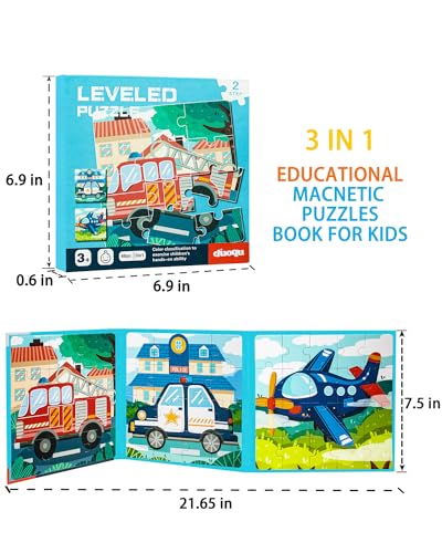 Magnetic Puzzles for Kids, Travel Puzzles Games for Kids Ages 3-5, Jigsaw Puzzle Book Activities Toy for Boys Girls Ages 3 4 5 in Car, Learning Magnet Toys for Road Trip (Airplane) - style: Level 1 Vehicle