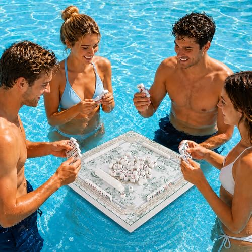 19x19 Inches Mahjong Floating Game Table for Pool Adults Pool Games Tray for Mahjong Card Games Dominoes Poker Floater Tables for Indoor Outdoor Swimming Pool Hot Tub Lake(Green) - color: Green