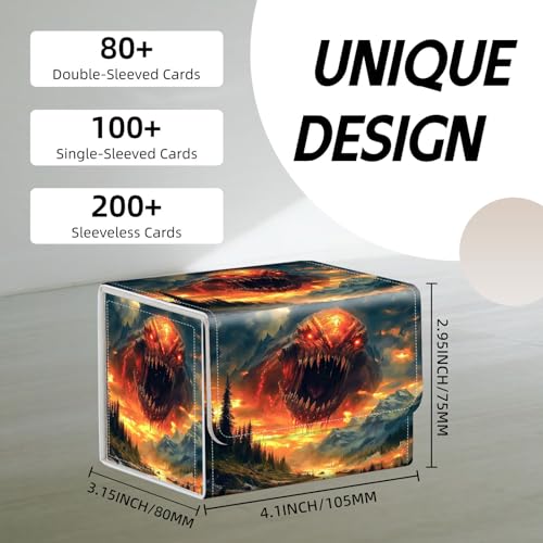 Trading Card Storage Box, Holds 100+ for MTG Cards, Premium PU Leather with Magnetic Closure, Giant Monster Head In Heavens Durable Deck Box for Magic the Gathering, Trading Card Games - color: Giant Monster Head In Heavens