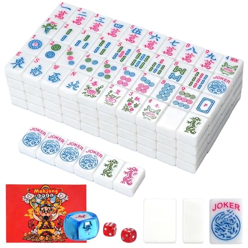 1.2-inch Premium American Mahjong Tile Set. Made of Durable and Sturdy Melamine. Perfect for Multiplayer Games, on-the-go Gaming, and Playing with Family and Friends. (White) - color: White