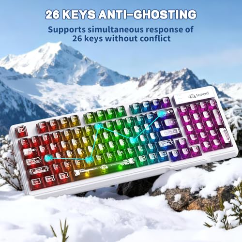 FREEWOLF M95 Transparent Membrane Keyboard with Clear Keycap,Wired Gaming Keyboard with RGB Backlit, 94 Silent Keys with Mechanical Feeling,26-Key Anti-ghosting,for Mac/Windows -Black - color: Black