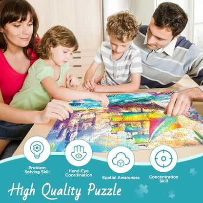 300 Piece Puzzles for Adults, Sea Beach Ship Jigsaw Puzzle - style: boat