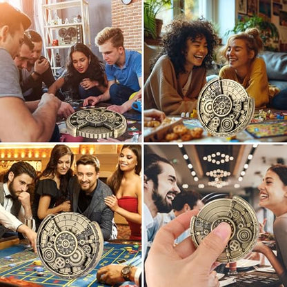 7-in-1 Gear Fingertip Gyro + 7pcs Polyhedral Metal DND Dice Set, Metal Dice Set, DND Starter Set, D&D Gifts with Dragon Logo Gift Box, Tabletop Games, Role Playing Board Game Accessories, Bronze - color: Bronze