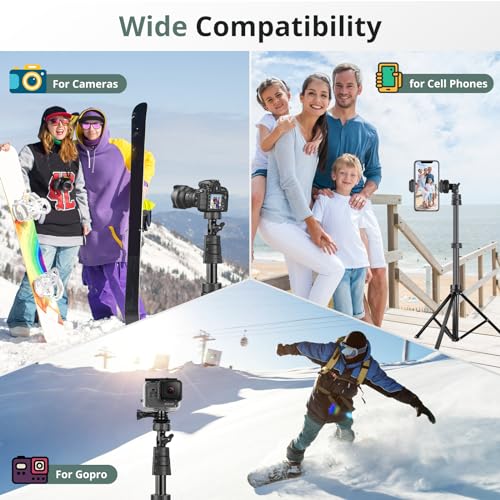 SENSYNE 72" Phone Tripod, Extendable Cell Phone Tripod Stand, Selfie Stick with Wireless Remote and Phone Holder, Compatible with iPhone Android Phone, Camera (Pack of 2) - color: Black, size: 72-inch (Pack of 2)